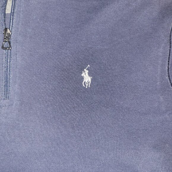 Polo Ralph Lauren Shirt Mens Medium Navy Blue 1/4 Zip Up Pullover Viscose Blend - Picture 14 of 16